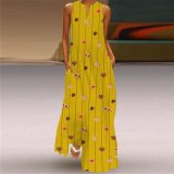 Fashion Printing Women V-neck Sleeveless Long Dress Dresses