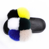 Fashion Faux Fur Ball Pompom Slides Slippers