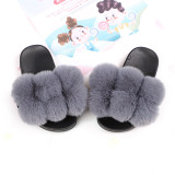 Fashion Faux Fur Ball Pompom Slides Slippers