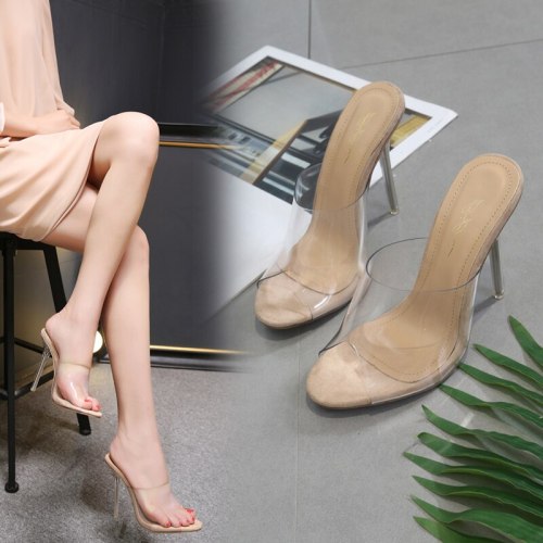 Fashion Women PVC Sexy Slides Slippers High Heels