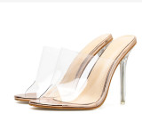 Fashion Women PVC Sexy Slides Slippers High Heels