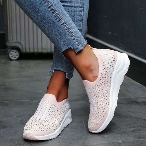 Shiny Crystal  Women Slip on Casual Sneakers F5