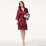 Matte Satin Silk Lace Bridal Wedding Party Pajamas A9018