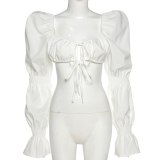 Fashion Women Summer Bandage Short Shirts Sexy Crop Tops T1738367