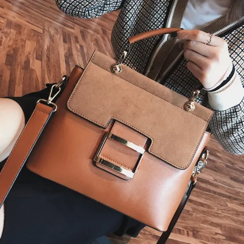 Women Leather Buckle Shoulder Handbags 001013