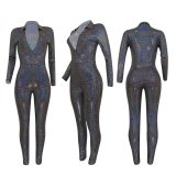 Sexy Women Long Sleeve V-neck Bodysuits Bodysuit Outfit Outfits FE041