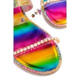 Women Rainbow Crystal Transparent Beach Slipper Slides
