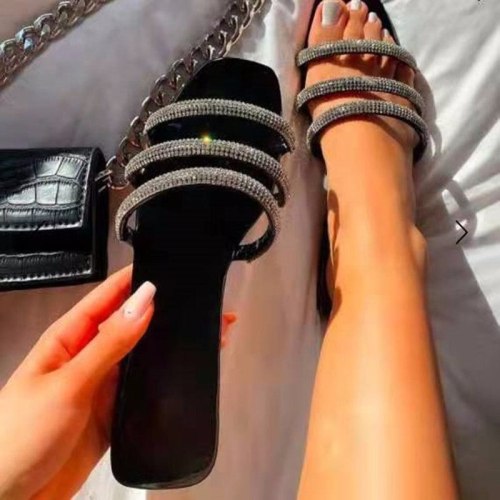Ladies Rhinestone Sandals Casual Non-Slip Slippers Slides bst&2032
