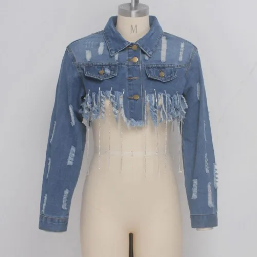 Fashion Women Jackets Long Sleeve Denim Coat Coats SMR9533