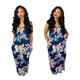 BAL701122 Women Summer Colorful Print Long Dress Dresses BWY680403