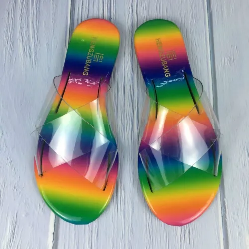 Women Slippers Cross Transparent Outdoor Slides H9