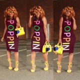 Women Sleeveless Letter Print Dress Dresses D8193