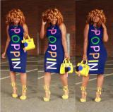 Women Sleeveless Letter Print Dress Dresses D8193