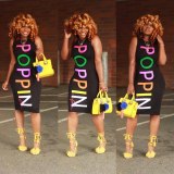 Women Sleeveless Letter Print Dress Dresses D8193