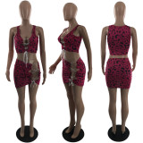Sexy Bandage Hollow Out Bikini Leopard Printed Swimsuit Swimsuits M6085