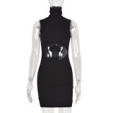 Women's High Collar Sleeveless Sexy Dress Dresses XF4610