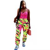 Women Camouflage Printed Jeans High Waist Pant Pants LS6125