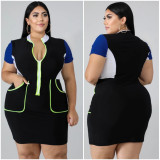 Sexy Zipper Club Hip Hop Shorts Sleeve Dress Dresses AJ4115