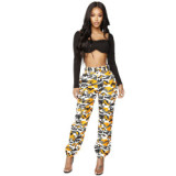 Women Camouflage Printed Jeans High Waist Pant Pants LS6125