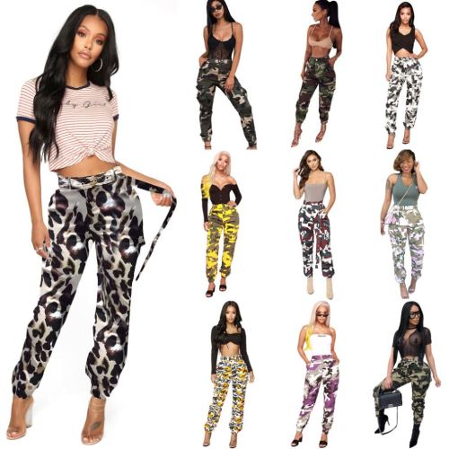 Women Camouflage Printed Jeans High Waist Pant Pants LS6125