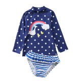 Baby Girl Long sleeve Animal print Beach Swimsuit Bathing Suit Swimwear Two Pieces Swimsuit