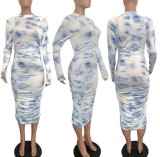 Women Tie Dye Long Sleeve Dress Dresses LD8751