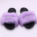 Women Fashion Faux Fur Slippers Slides