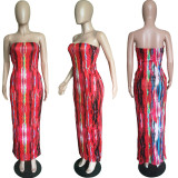 Women's Colorful Tie Dye Off Shoulder Sexy Dress Dresses BN06374