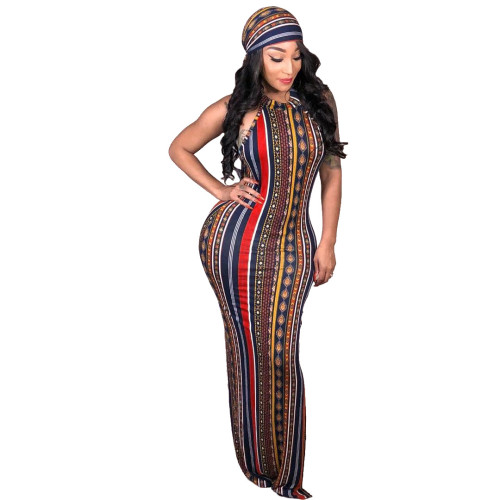 Ladies Fashion Full Length Sexy Party Sleeveless Dress Dresses A828899