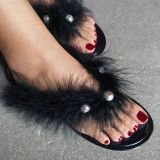 Fashion Pearl Rhinestone Jelly Slippers Slides