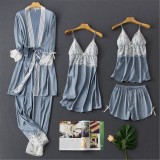 Sexy Women Home Wear Summer Lace Four Piece Pajamas 595364