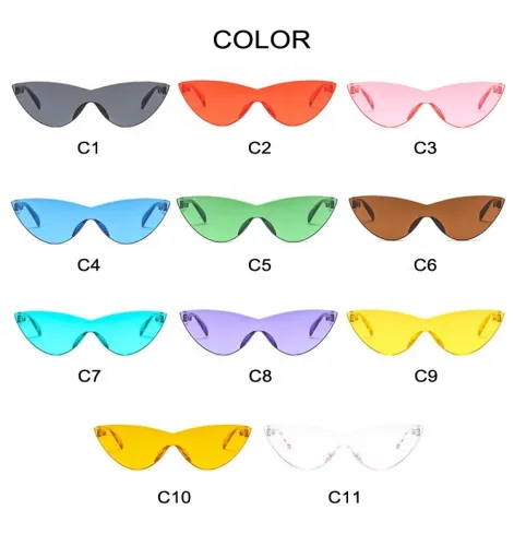 Women Rimless Candy Color Stylish Sunglasses A-00617