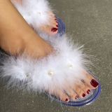 Fashion Pearl Rhinestone Jelly Slippers Slides