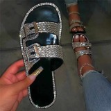 Rhinestone Women Summer Beach Slippers Slides Q11324