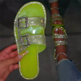 Rhinestone Women Summer Beach Slippers Slides Q11324