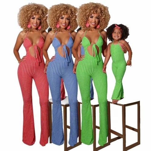 Mom Mommy And Me Family Matching Outfits Jumpsuits Plus Size Parent-Child Outfit BodysuitsA190101