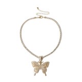 Hip Hop Butterfly Tennis Chain Women Necklaces 291425