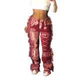 Summer Women Fashion Fringed Velvet Pant Pants M905566