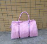 Women Large Capacity Soft  Pink Plush Travel Handbags F0809110