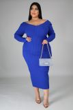 Amazon hot sale winter woolly v-neck plus size sweater clothing  solid oversize sweater dress YF132536