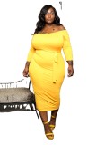 Hot sell china factory supply bodycon plus size 5xl long sleeved dress strapless bodycon dress plus size women dresses YF103243