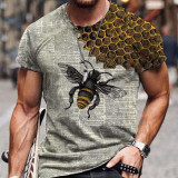 2021wish men's European American summer new casual cartoon printing bee simple short sleeved men's T-shirt