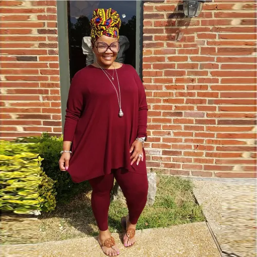 Solid Color Plus Size Loose Tops and Pants Casual Plus Size Women Clothing Two Piece Set 1376B87