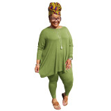Solid Color Plus Size Loose Tops and Pants Casual Plus Size Women Clothing Two Piece Set 1376B87