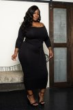 Hot sell china factory supply bodycon plus size 5xl long sleeved dress strapless bodycon dress plus size women dresses YF103243
