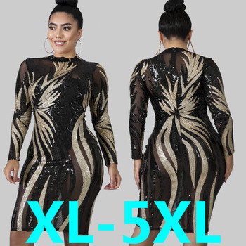 New plus-size sequin dresses with tight hips YF110112