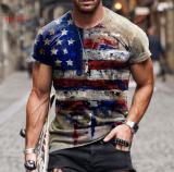 Men Summer  USA American Flag Fashion Tshirts Tops Short Sleeve