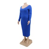 Amazon hot sale winter woolly v-neck plus size sweater clothing  solid oversize sweater dress YF132536