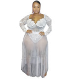Hot sell china factory supply white 2 pieces lace for wedding dresses evening bodycon plus dresses long female dresses YF103748
