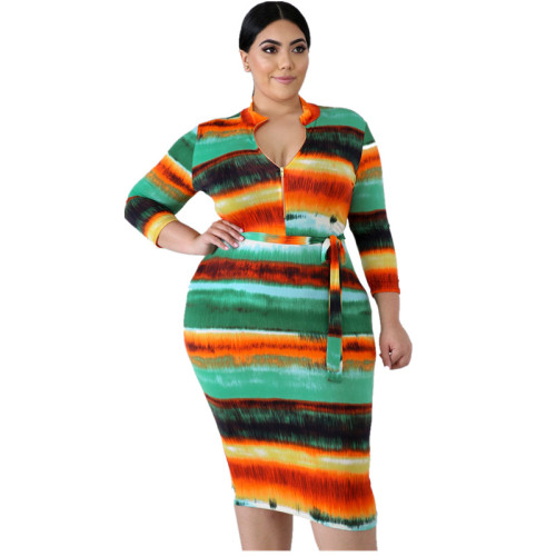 Women sexy autumn winter seven colors rainbow midi tight sexy casual dress YF1009110